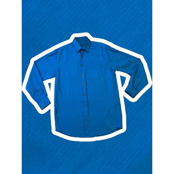 Perry Ellis Portfolio Blue Classic Wrinkle Free Dress Shirt Men’s 15 1/2 34/35 - Picture 1 of 7